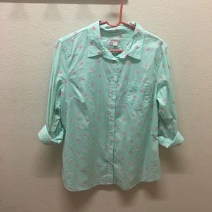 Merona Pink Flamingo Print Button Down